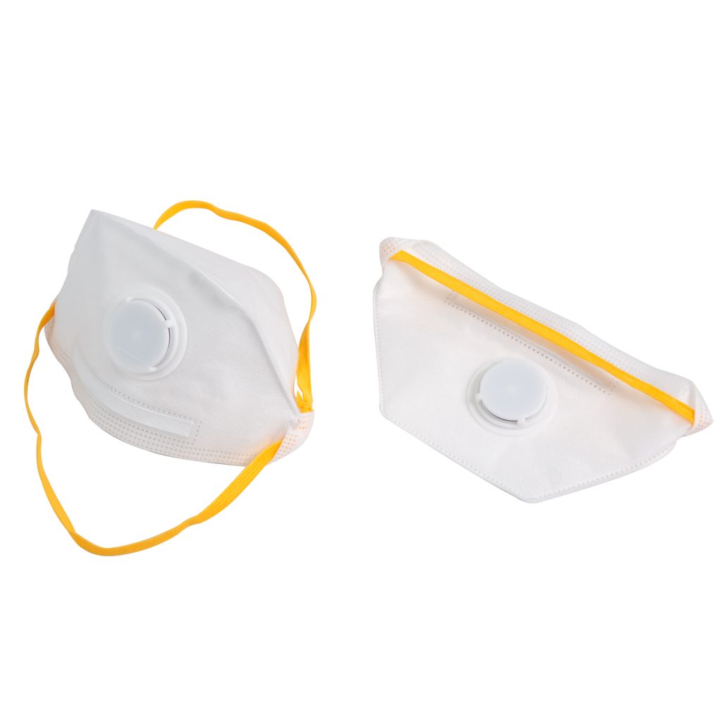 Valved Horizontal Fold Flat Face Mask